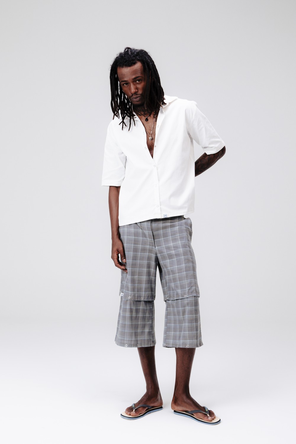 Camisa modular branca, manga curta